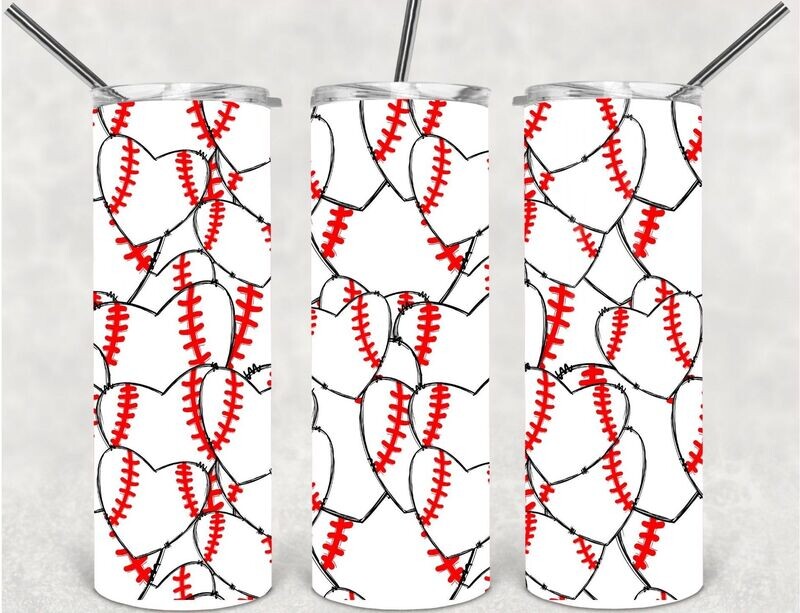 Baseball hearts tumbler