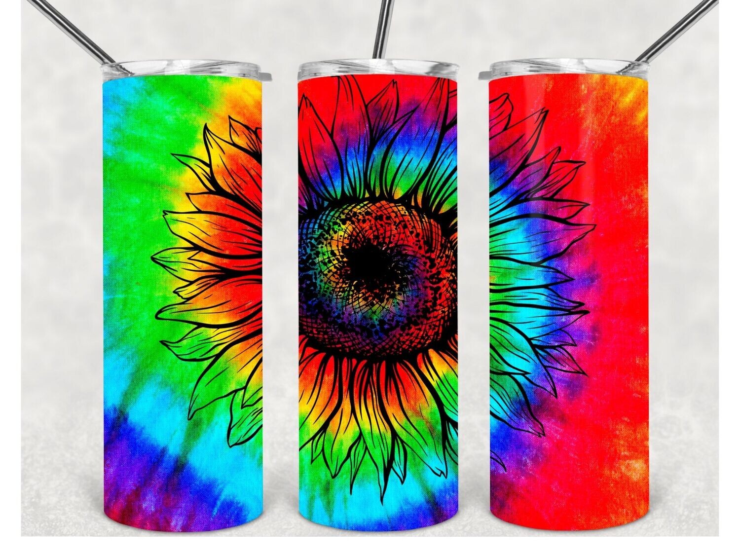 Tie dye sunflower transfer