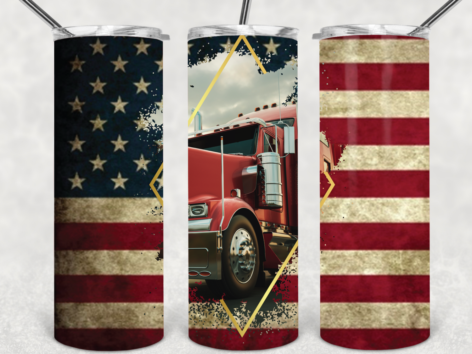 American flag trucker tumbler