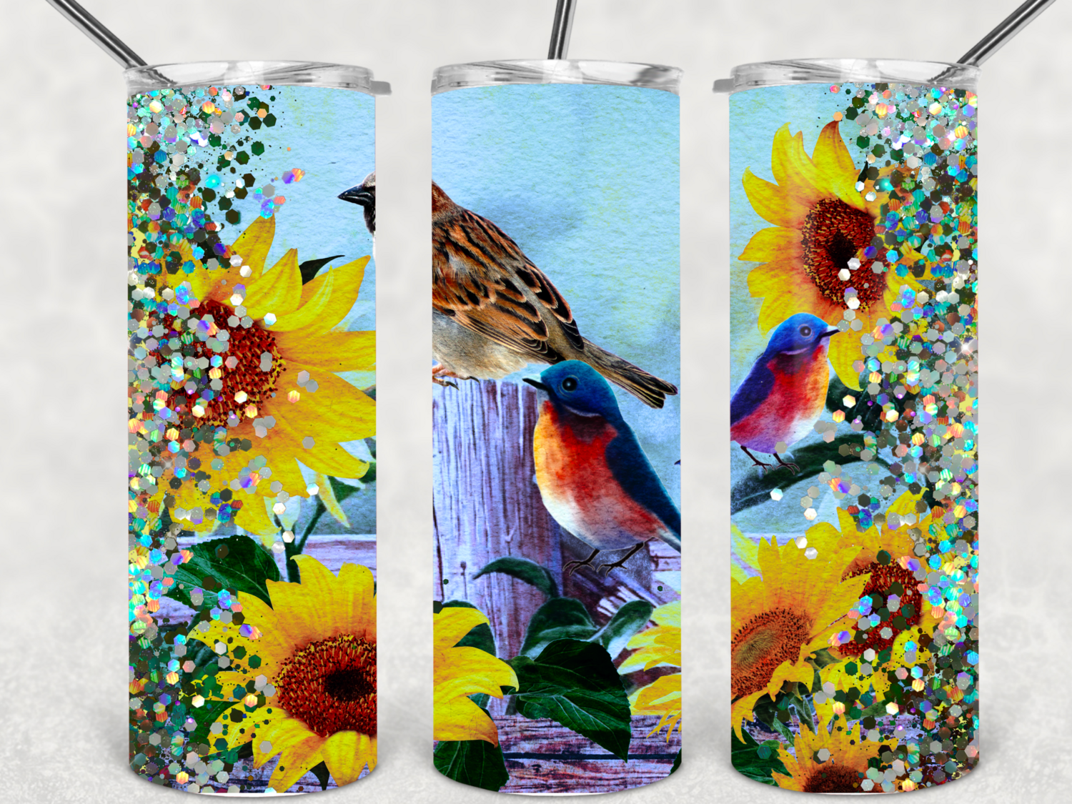 Watercolor bird tumbler