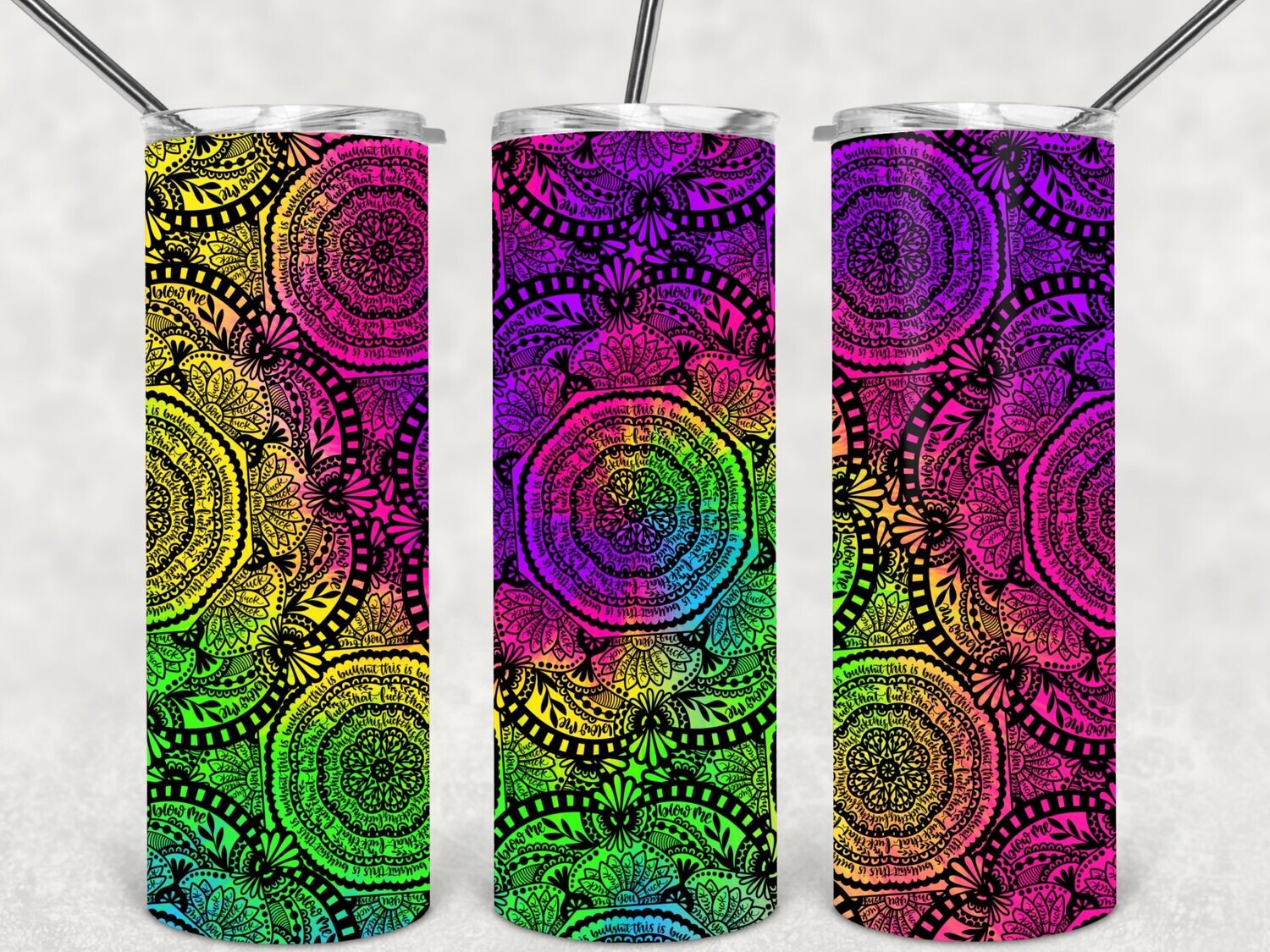 Tie dye cuss words Mandela tumbler