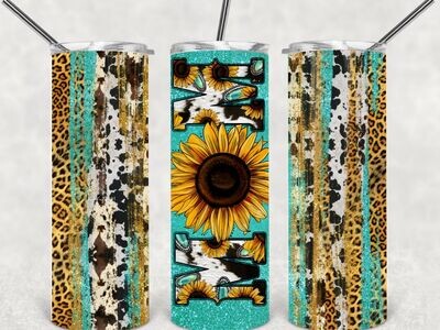 Sunflower cowhide mom tumbler