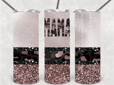 Rose gold leopard mama tumbler design