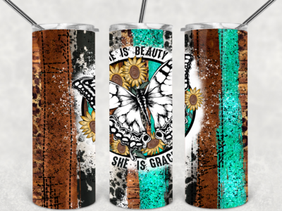 Sunflower butterfly beauty and grace tumbler