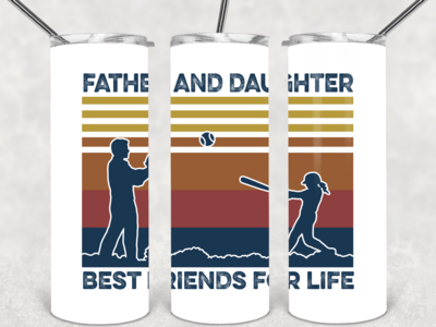 Father and daughter softball tumbler