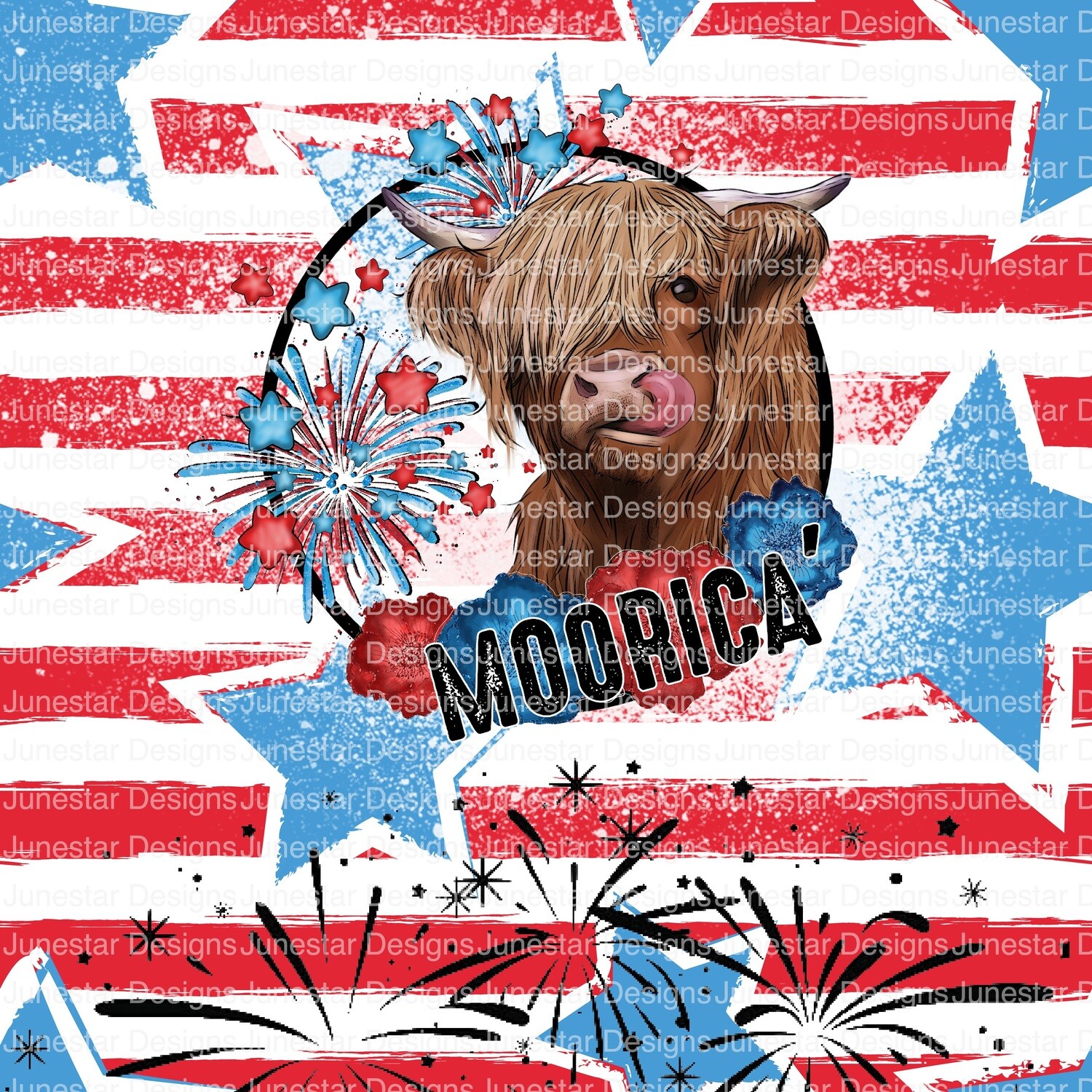 Patriotic highland cow transfer