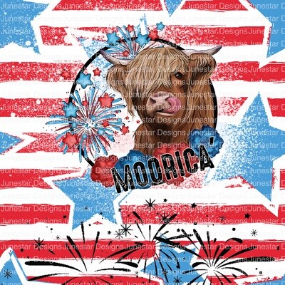 Patriotic highland cow transfer