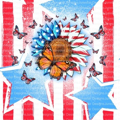 Patriotic sunflower butterfly transfer