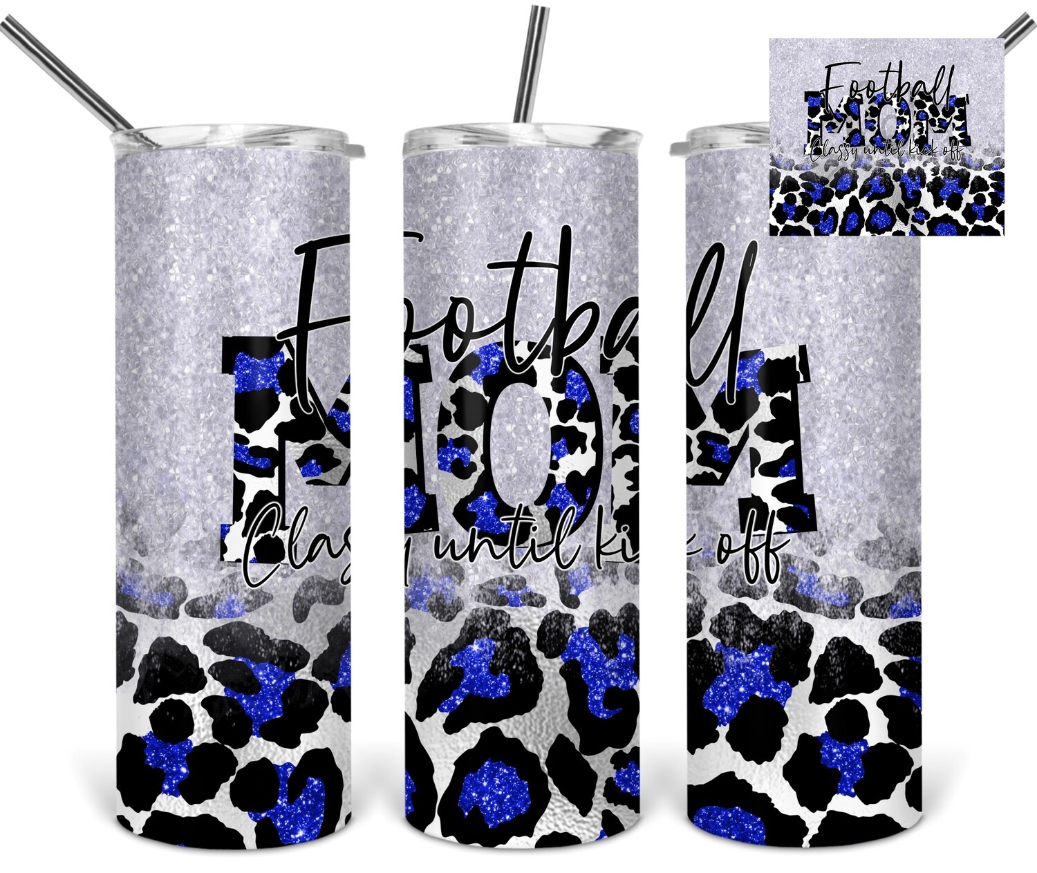 Football mom tumbler - Blue