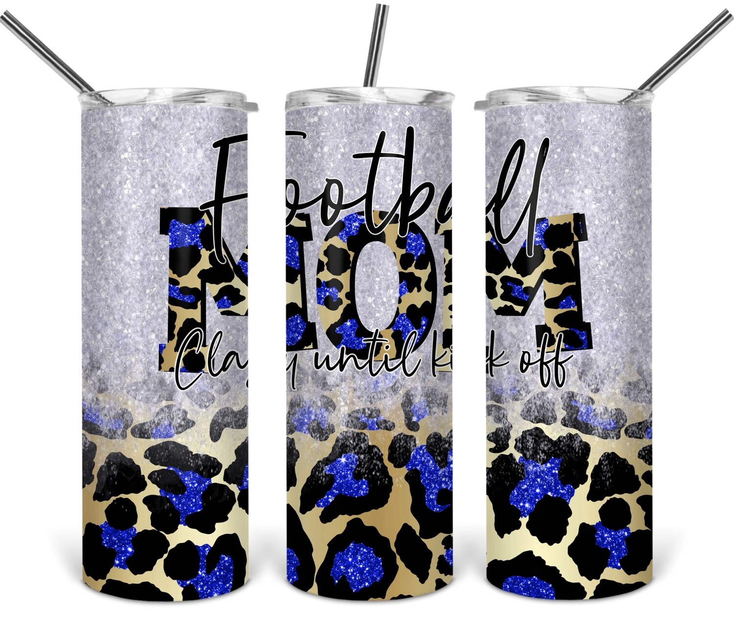 Football mom tumbler - Blue &amp; gold