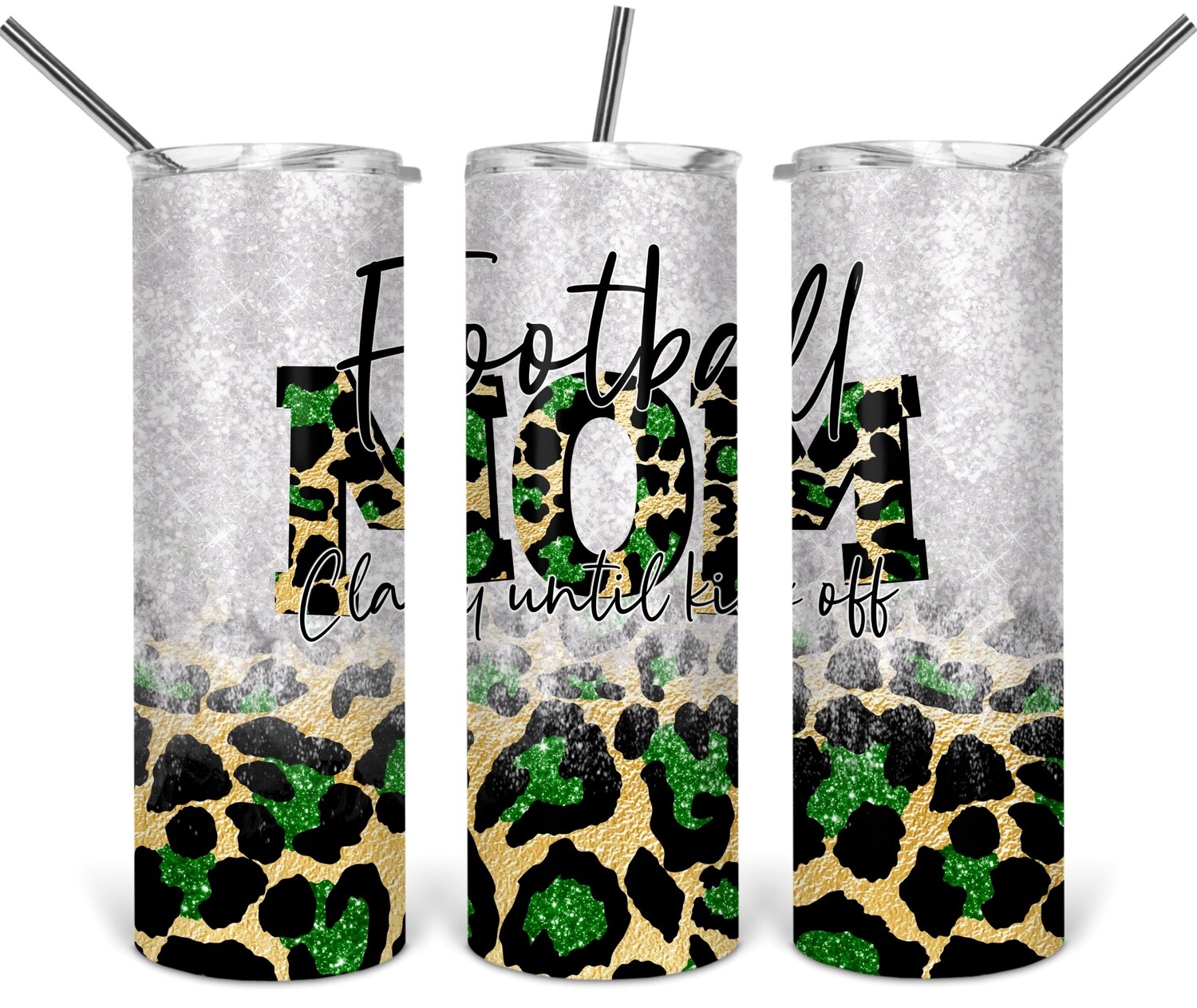 Football mom tumbler - Green &amp; gold