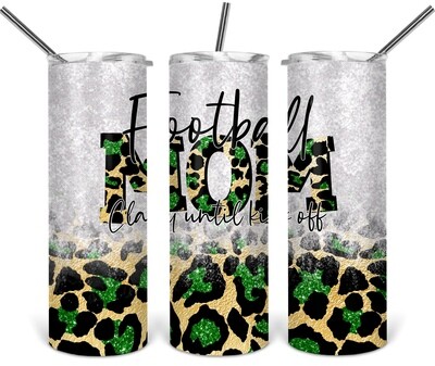 Football mom tumbler - Green &amp; gold