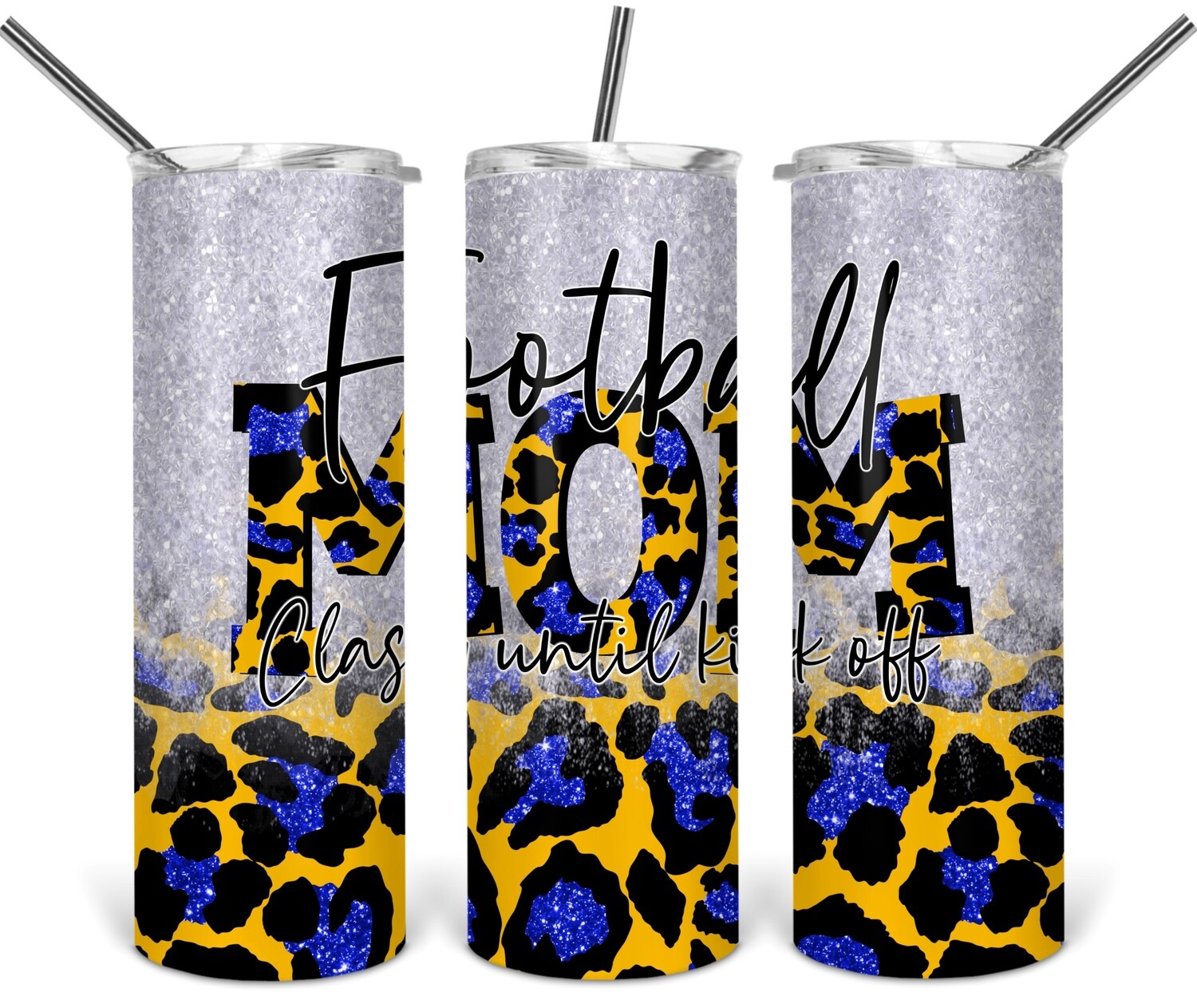 Football mom tumbler - Blue &amp; Yellow