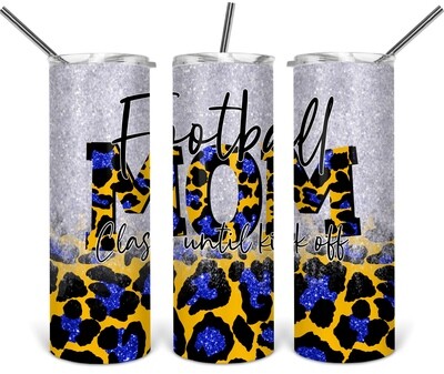 Football mom tumbler - Blue &amp; Yellow