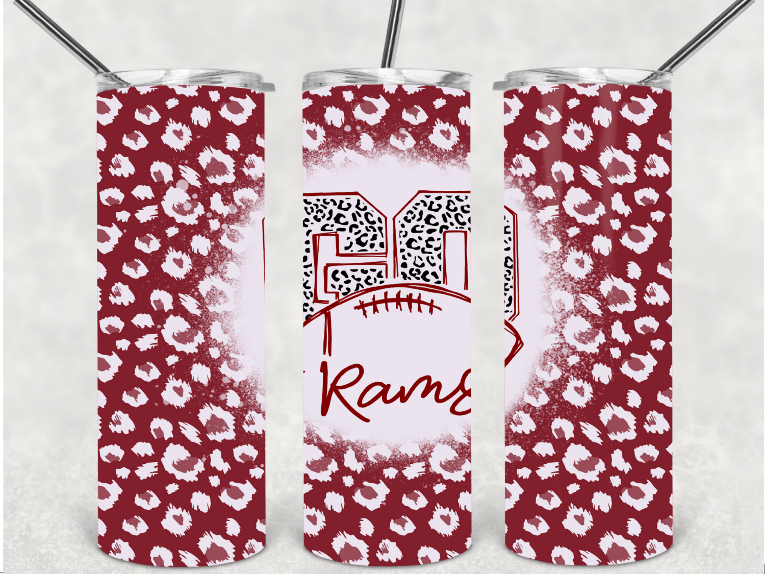 Rams leopard football tumbler