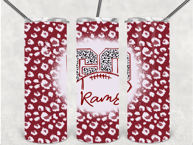 Rams leopard football tumbler