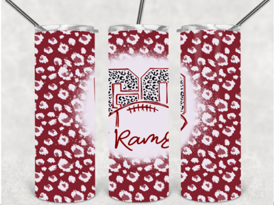 Rams leopard football tumbler