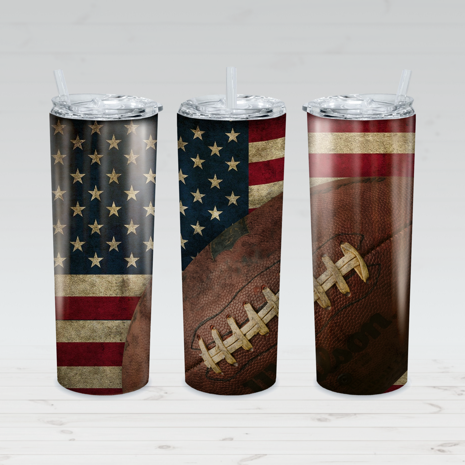 American flag football tumbler