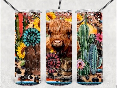 Western highland cow tumbler