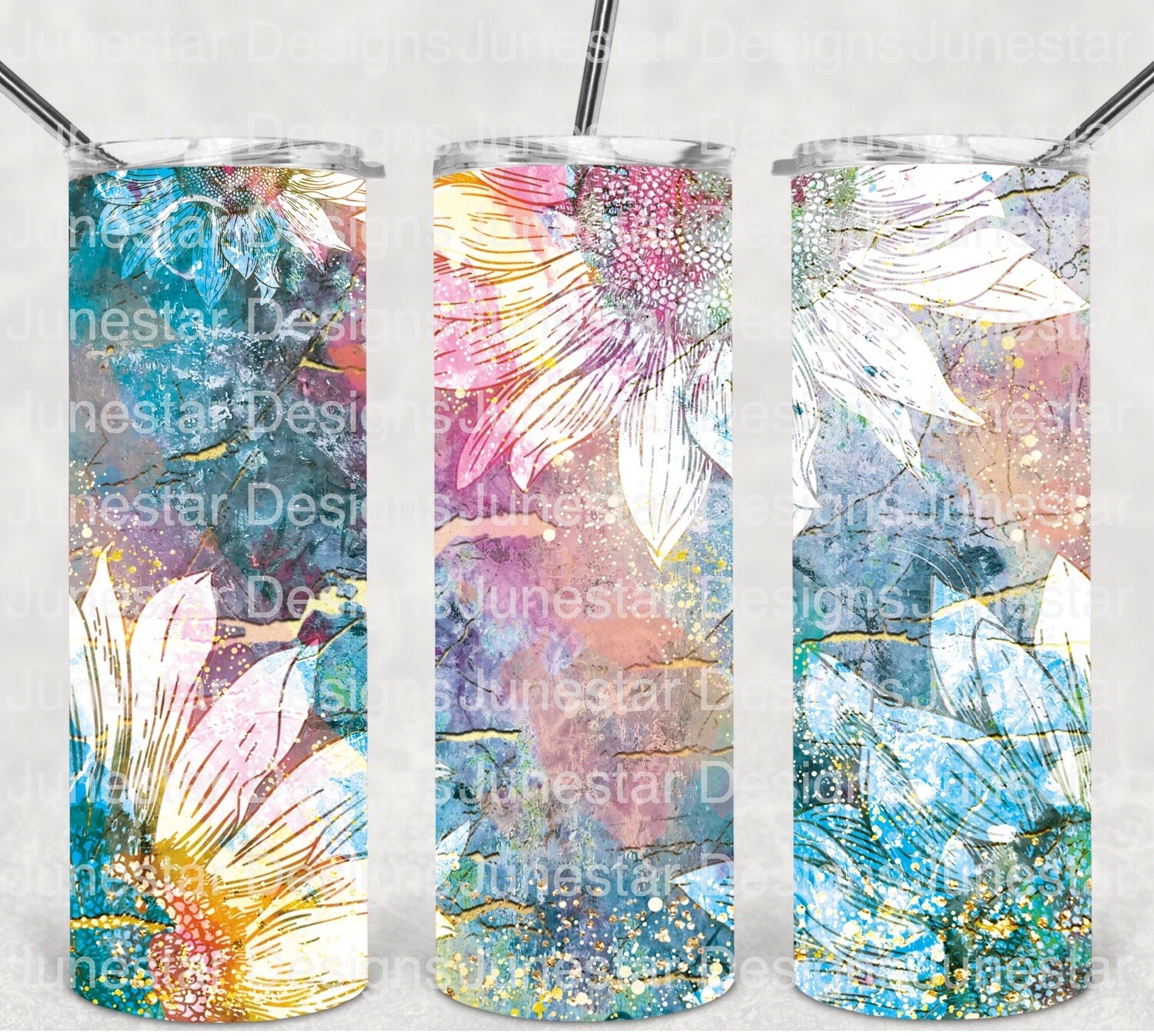 Watercolor sunflower tumbler