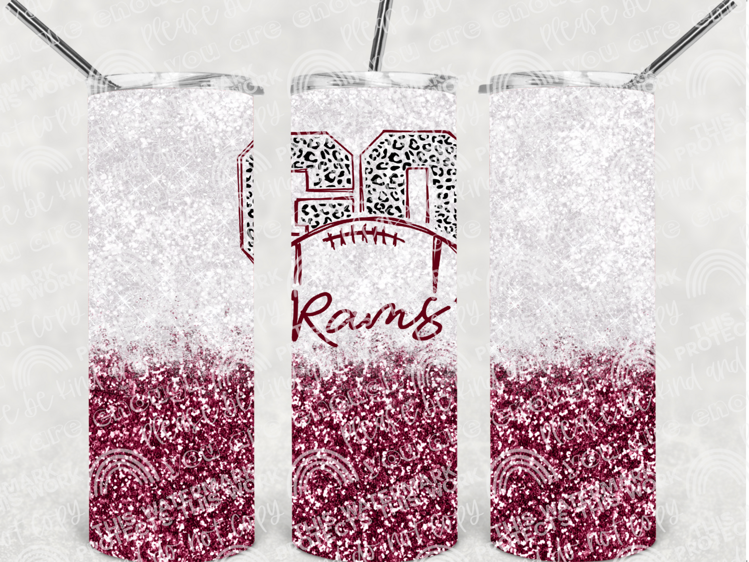 Rams football glitter tumbler