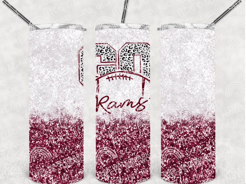 Rams football glitter tumbler