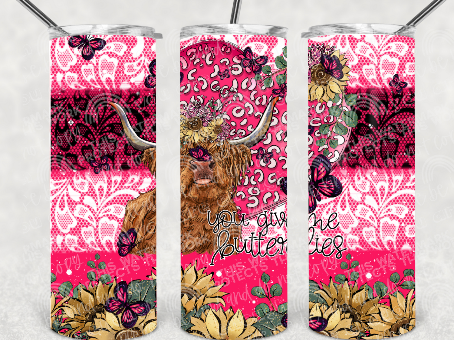 Butterflies and cow tumbler