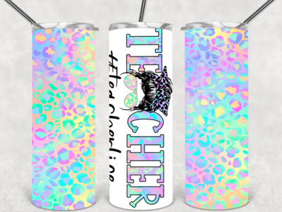 Pastel leopard teacher life tumbler