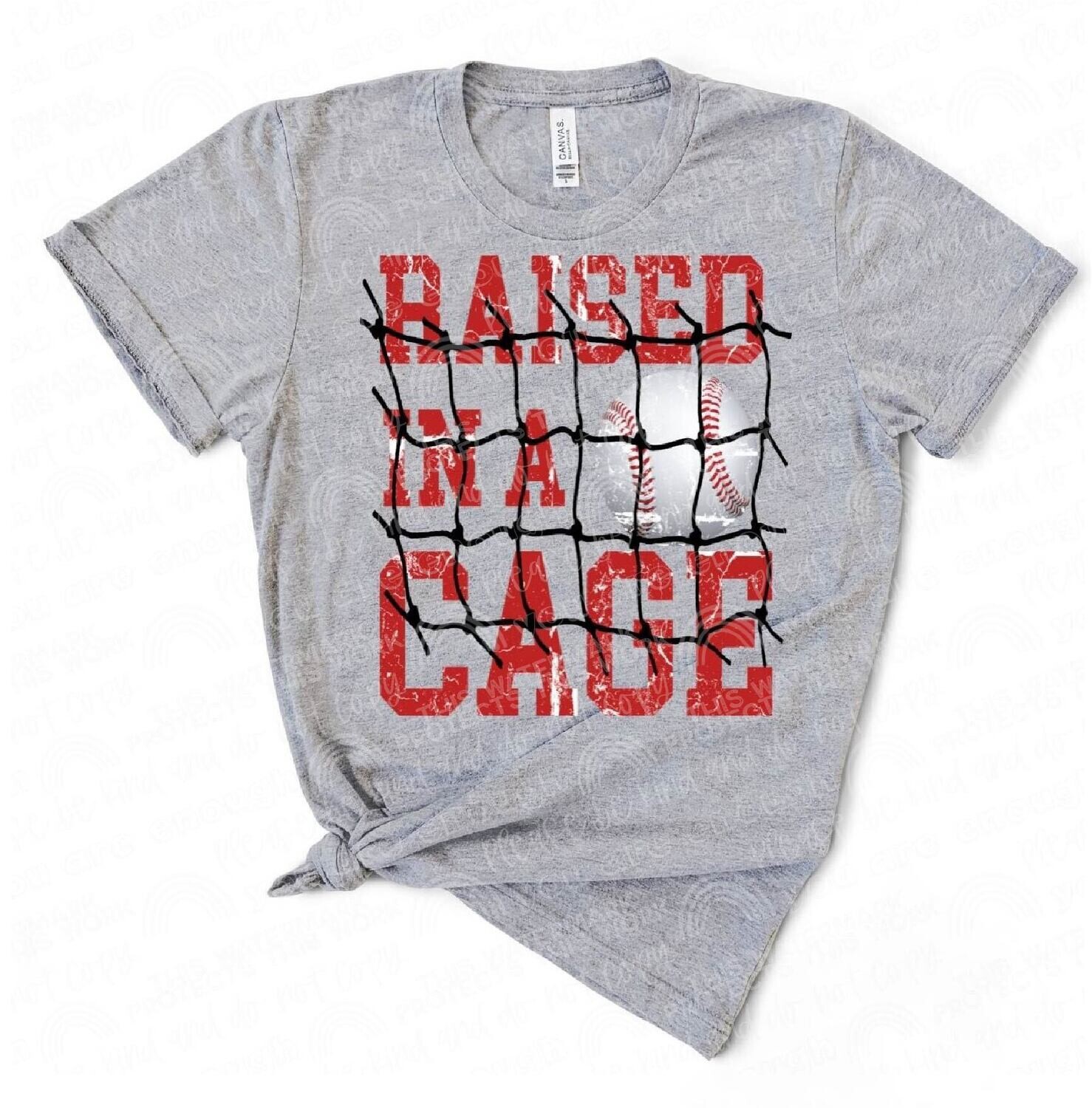 Raised in a cage baseball shirt