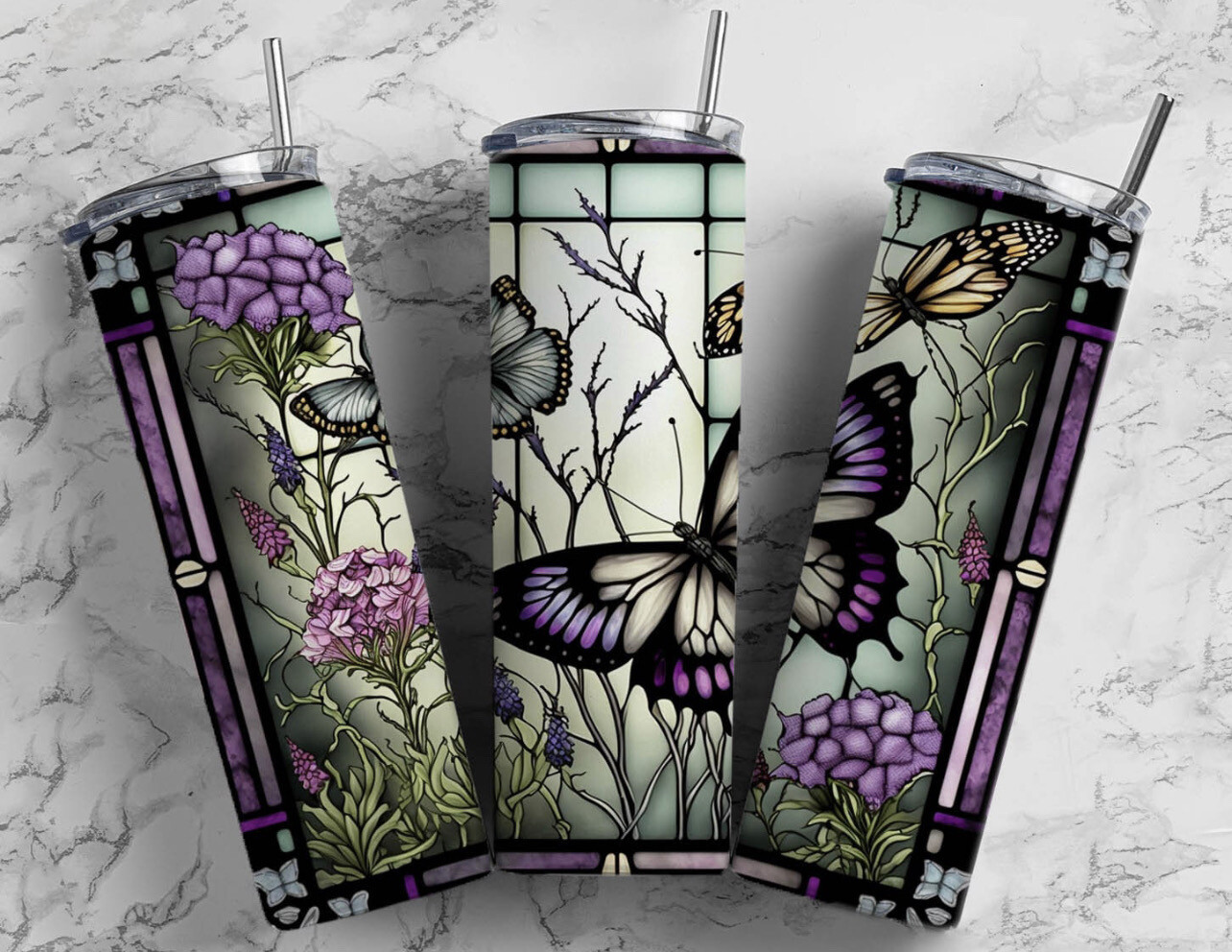 Stained glass butterfly 2 tumbler