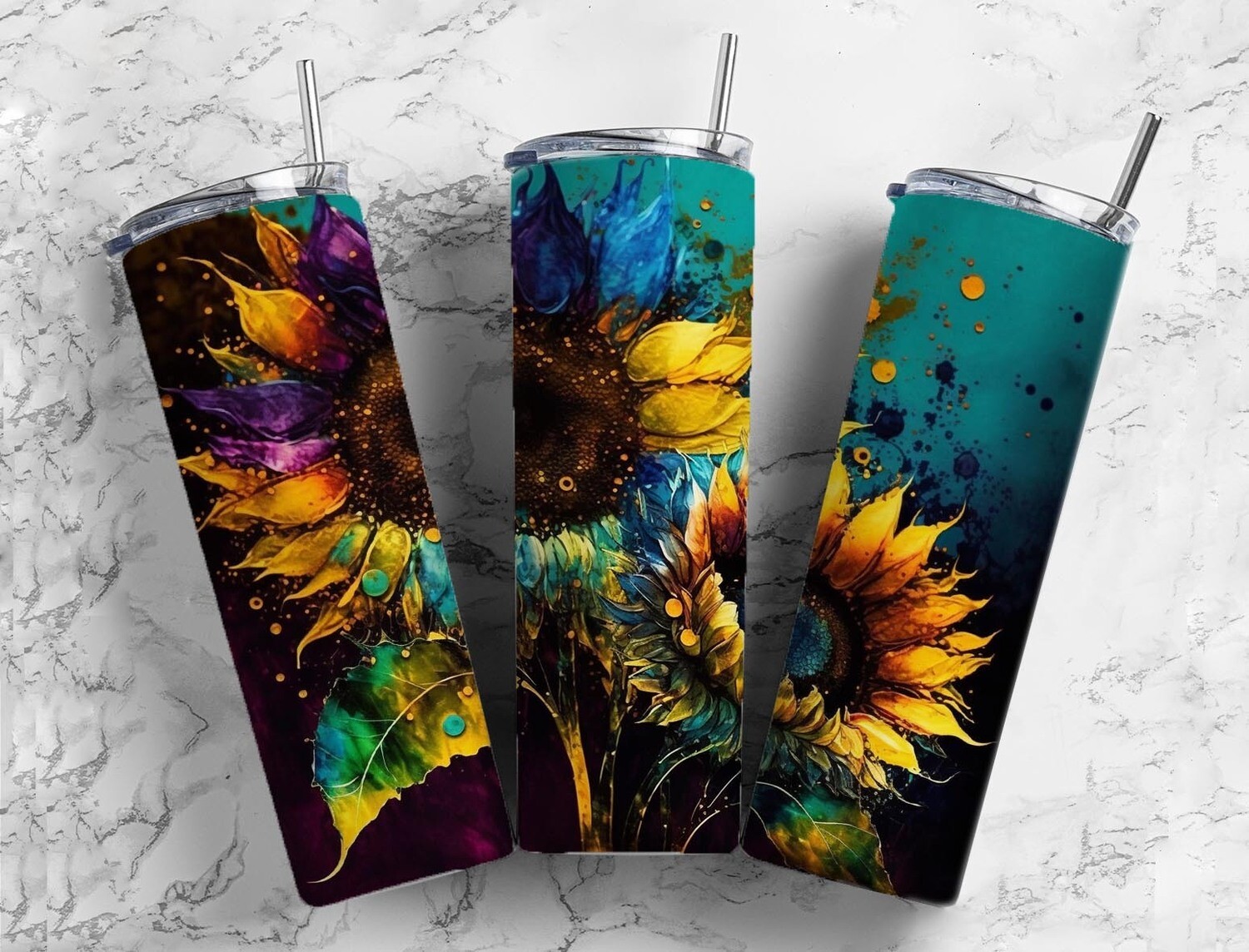 Sunflowers turquoise Tumbler