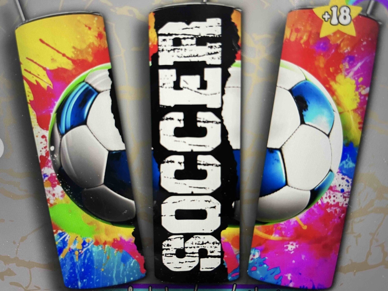 Bright soccer tumbler