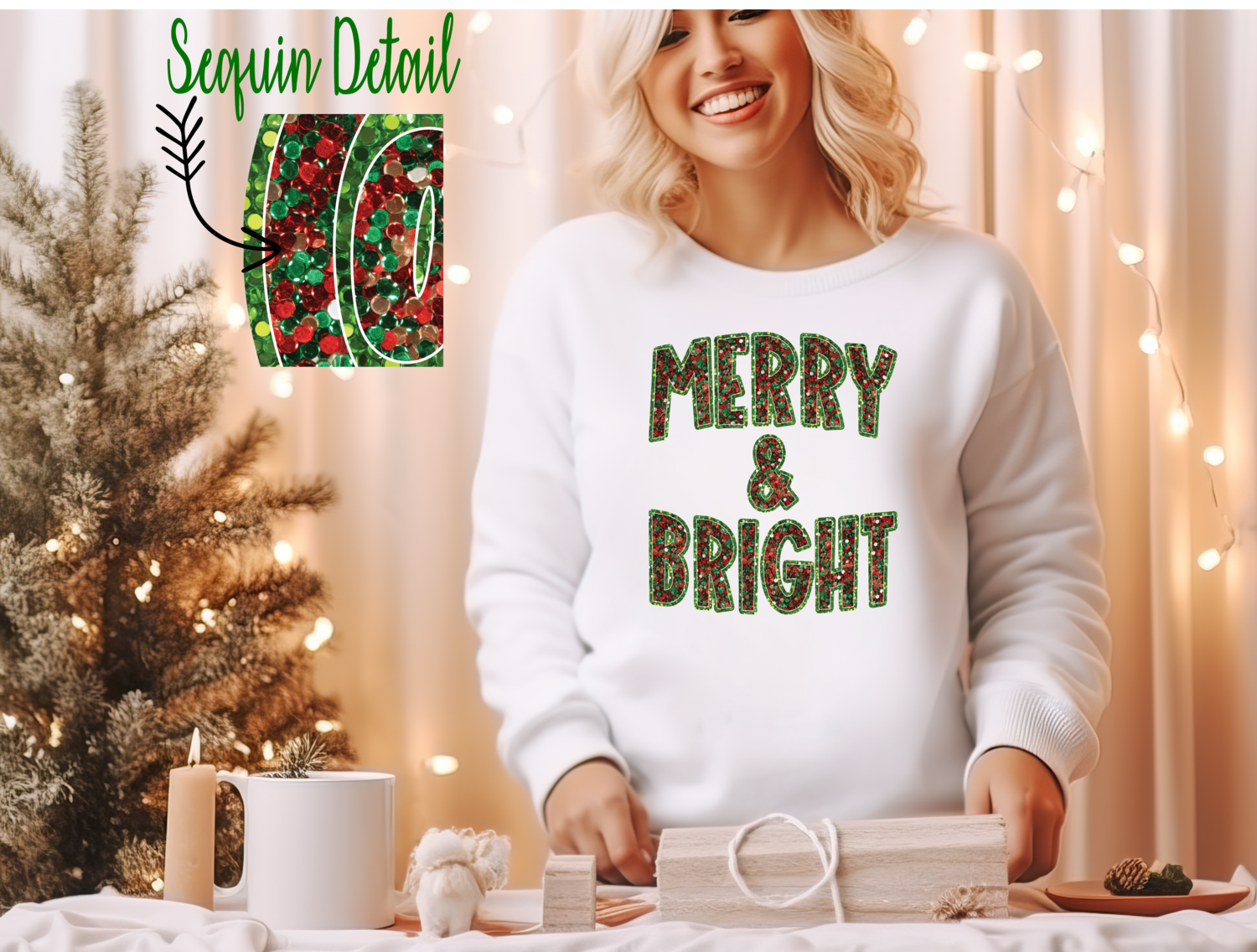 Merry &amp; Bright (FAUX sequin)