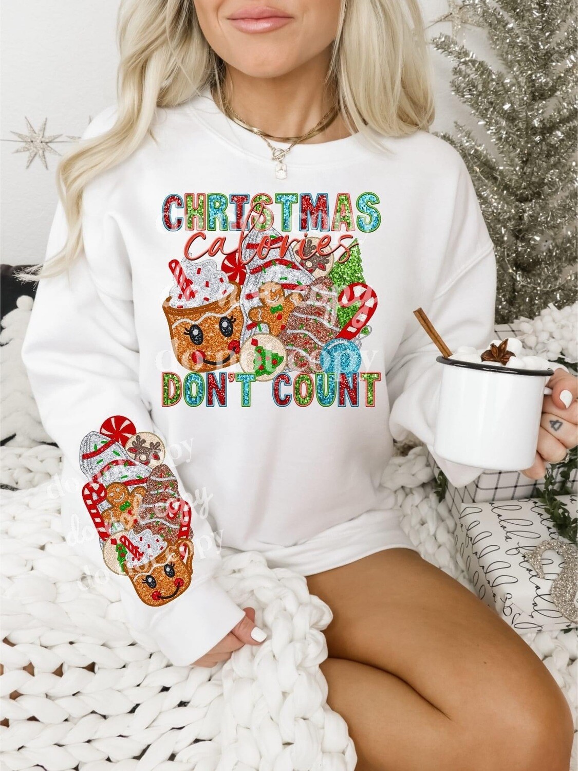 Christmas calories don&#39;t count (FAUX sequin)
