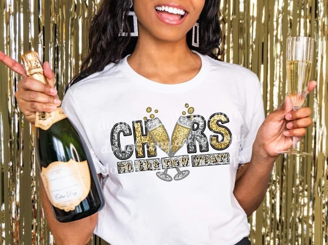 Cheers to a new year shirt (FAUX sequin)