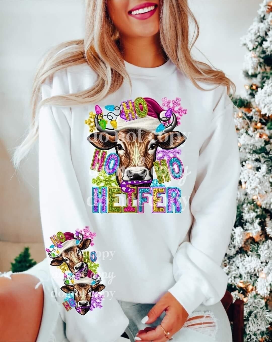 Ho ho ho heifer shirt (Faux sequin)