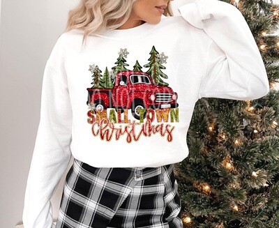 Small town Christmas shirt (FAUX sequin &amp; embroidery )