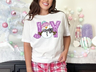 Joy snowman shirt (Faux sequin &amp; embroidery)