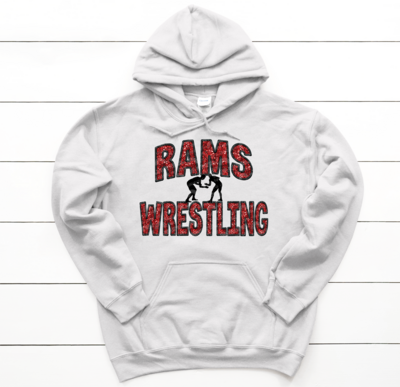 Rams wrestling (FAUX sequin/embroidery) white