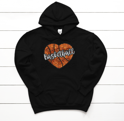 Basketball heart FAUX sequin