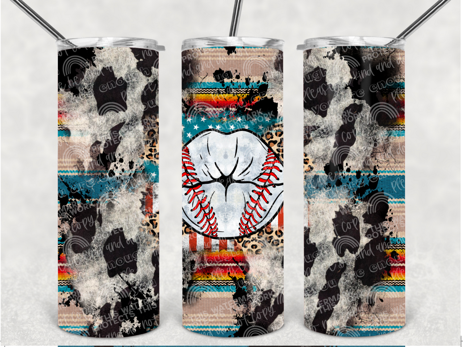 Baseball cowhide tumbler