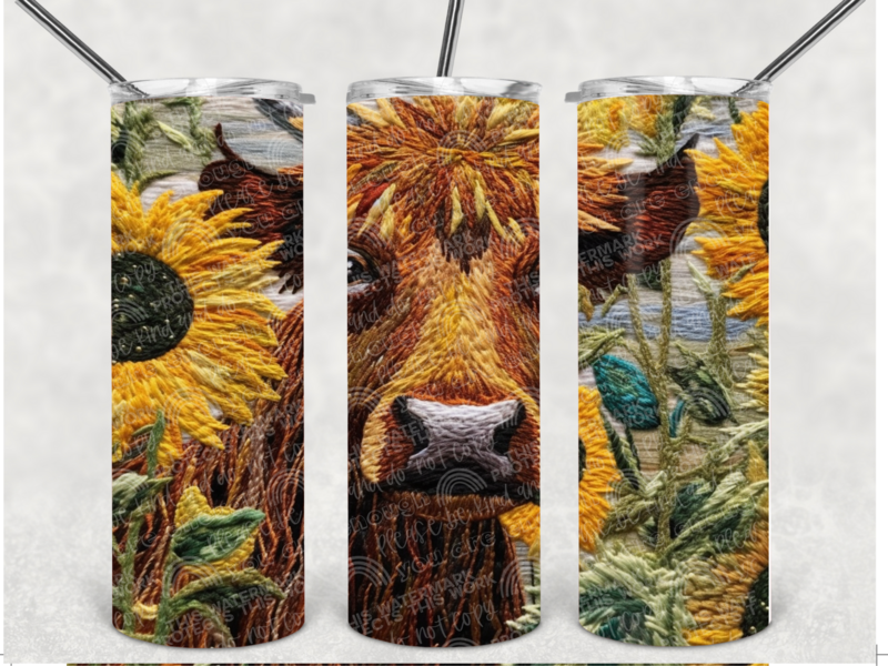 Embroidery cow tumbler