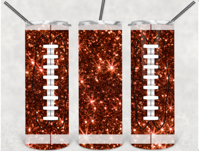 Sequin football tumbler