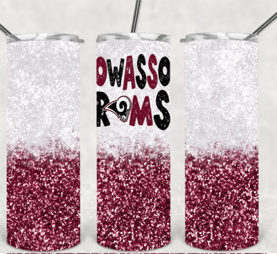 Rams faux glitter tumbler