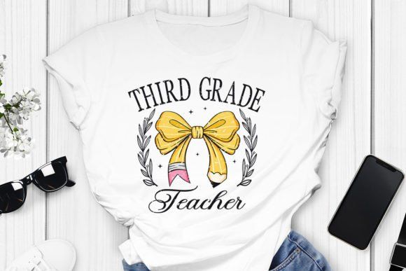 Pencil croquet bow teacher grade shirts