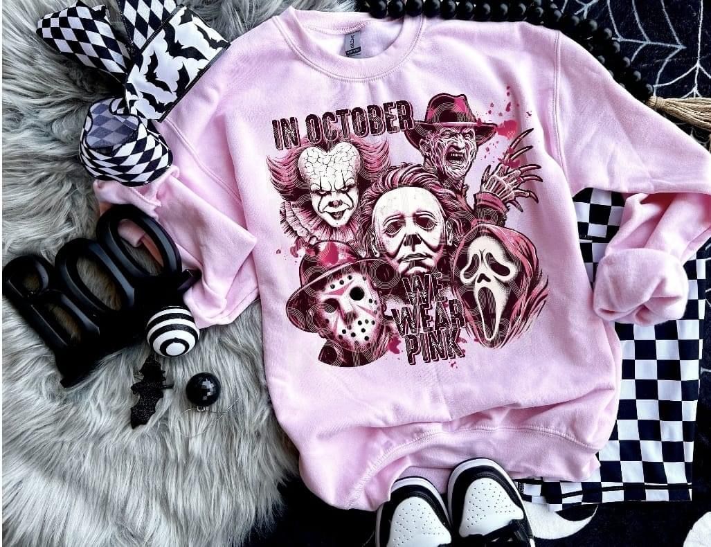 In October we wear pink horror guys shirt