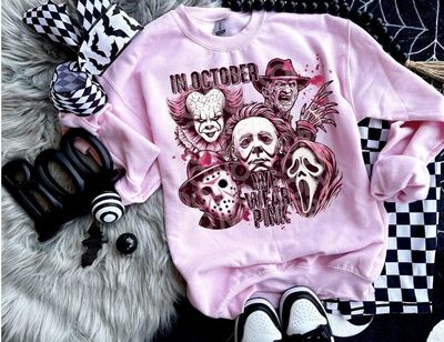 In October we wear pink horror guys shirt