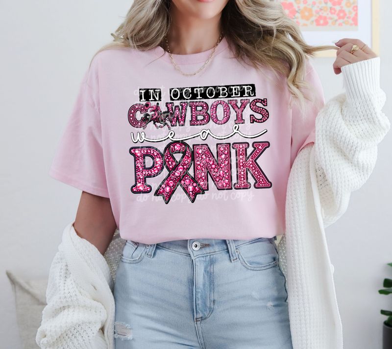 In October Cowboys wear pink