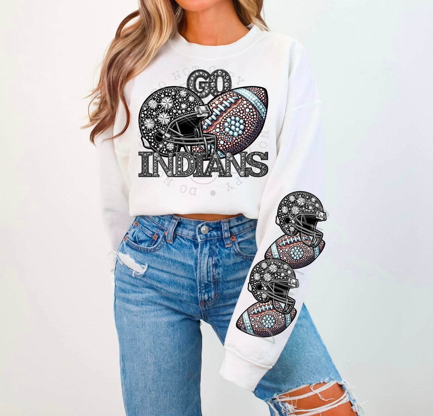 Indians faux rhinestone football