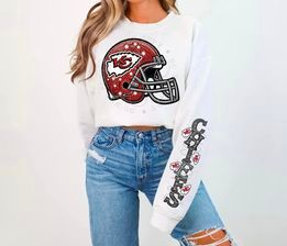 KC faux rhinestone helmet shirt